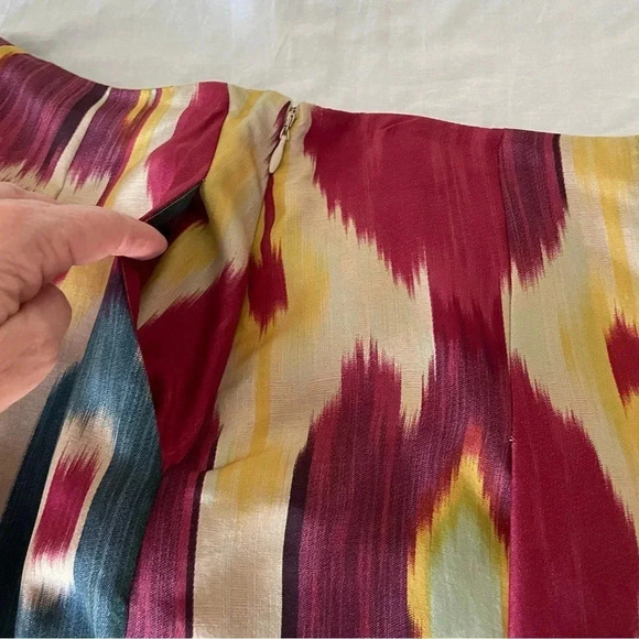 Lauren Ralph Lauren 100% Silk Pleated Skirt Southwestern Print Vintage Sz 6 - Picture 8 of 14